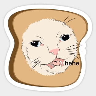 Hehe cat inside of toast dank meme cartoon illustration Sticker